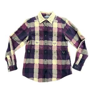 Women's Embroidered Floral print purple Nectar Long Sleeve Shirt Size Medium